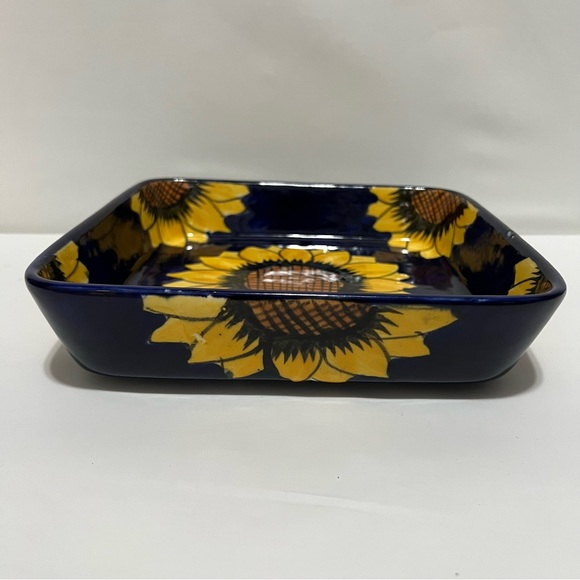 Talavera Pottery Cobalt Sunflower 9x9 Baking Dish Mexico - Picture 6 of 10